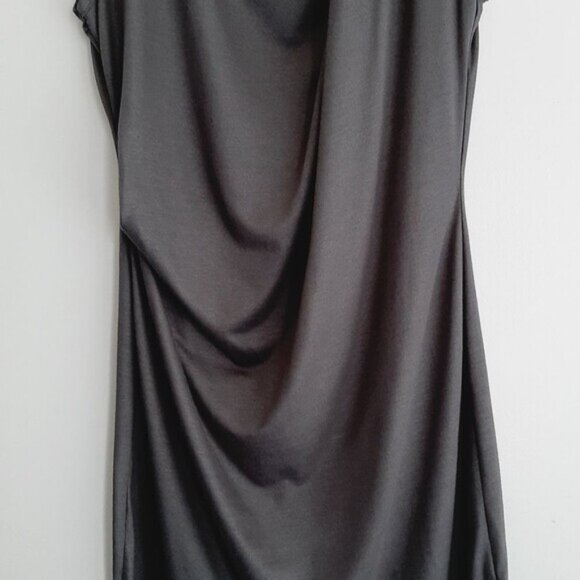 MOSS JANG / Soft Draped Gathered Sleeveless Comfy Stretch Mini Dress Gray Sz S - Picture 4 of 14